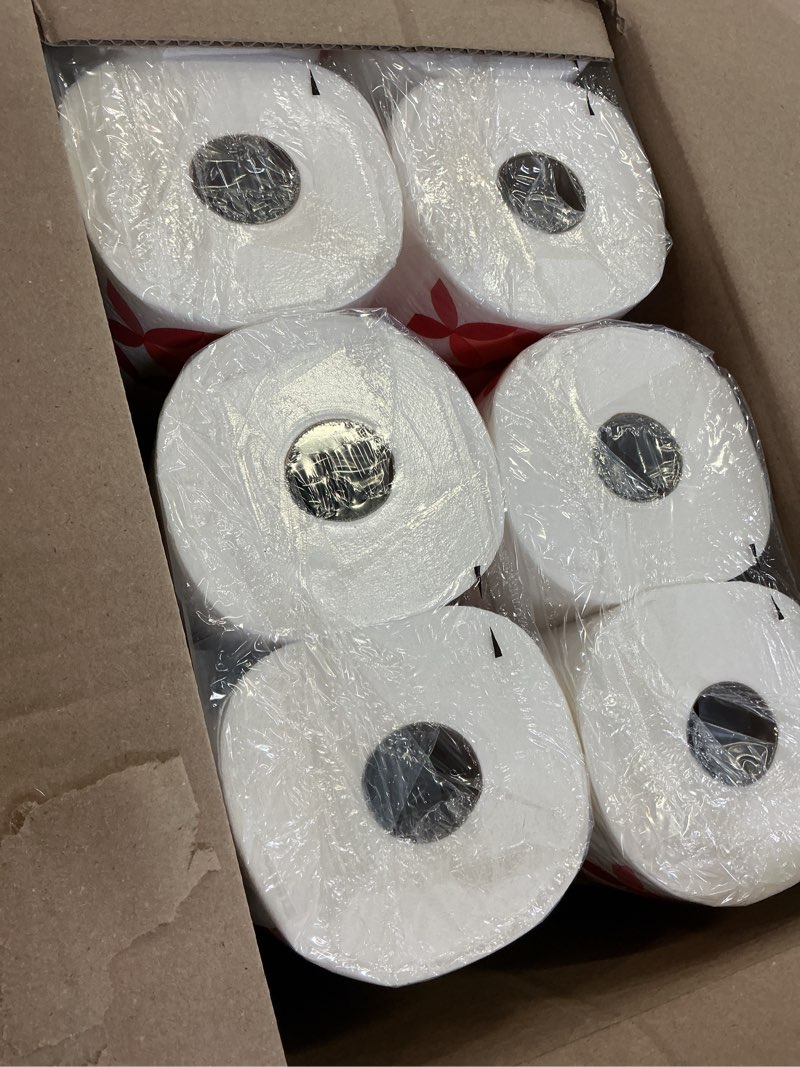 Condition photo showing New/Like New for amazon brand - presto! 2-ply ultra-strong toilet paper, 24 mega rolls toilet paper = 120 regular rolls, 308 sheet (pack of 24), unscented