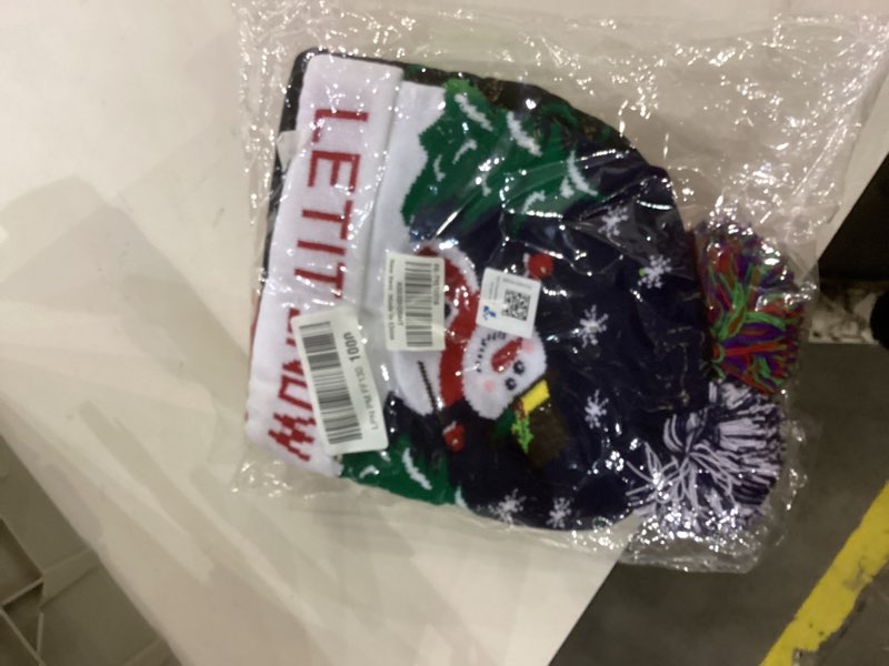 Condition photo showing New/Like New for Christmas LED Light-up Knitted Beanie Hat Colorful Flashing Holiday Xmas Christmas Party Supplies(One Size Fits More) 4 Pack
