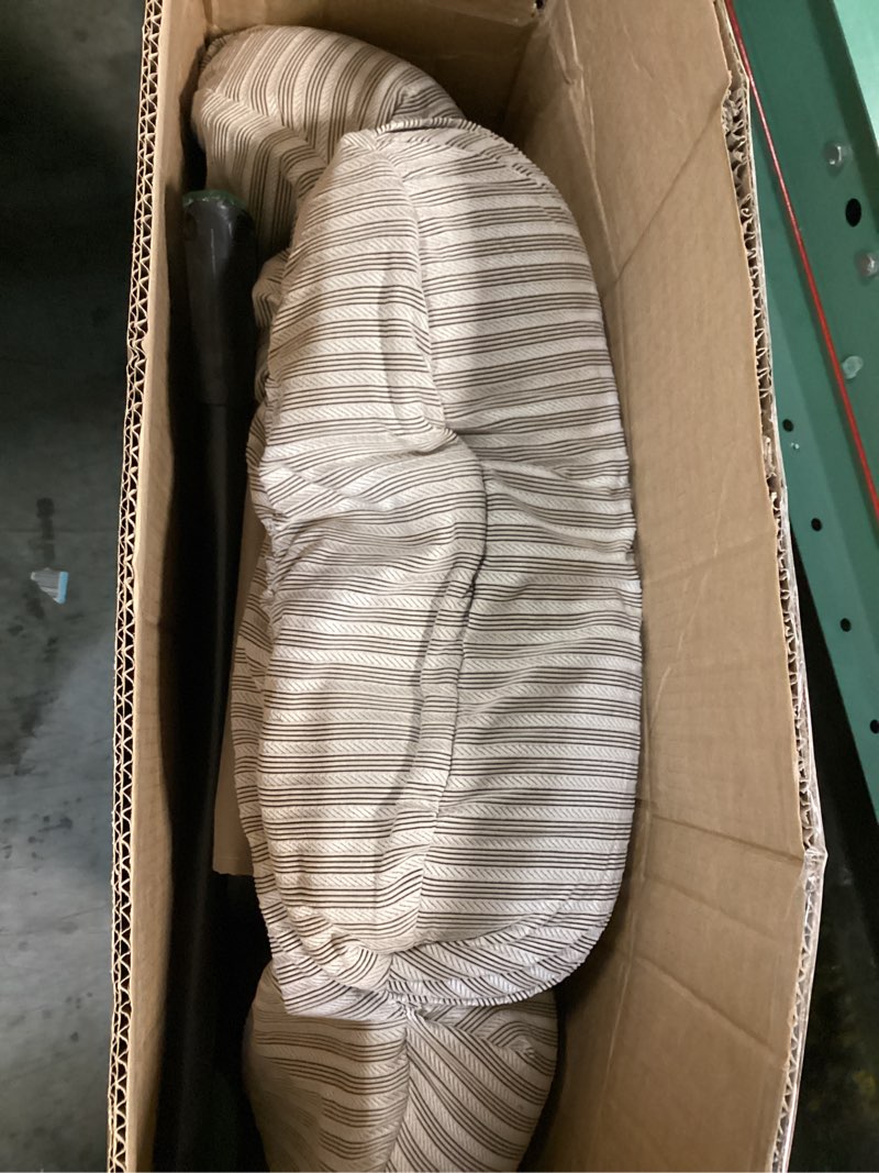 Condition photo showing As Is for HollyHOME Lazy Chair with Foldable Ottoman, Accent Comfy Lounge Armchair and Folding Footrest Stool, Leisure Sofa Reading Chair and Footstool for Living Room, Bedroom, Dorm,Beige Stripe Beige Stripe&stool