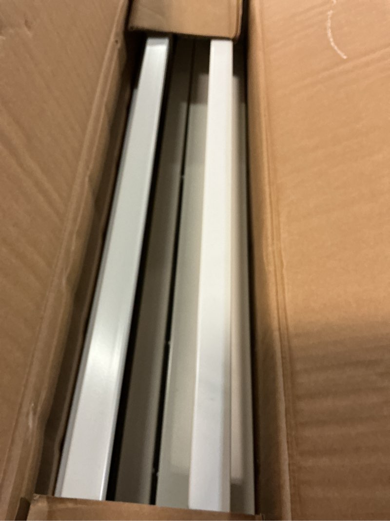 Condition photo showing As Is for mainstays 14" high profile foldable steel queen platform bed frame, white
