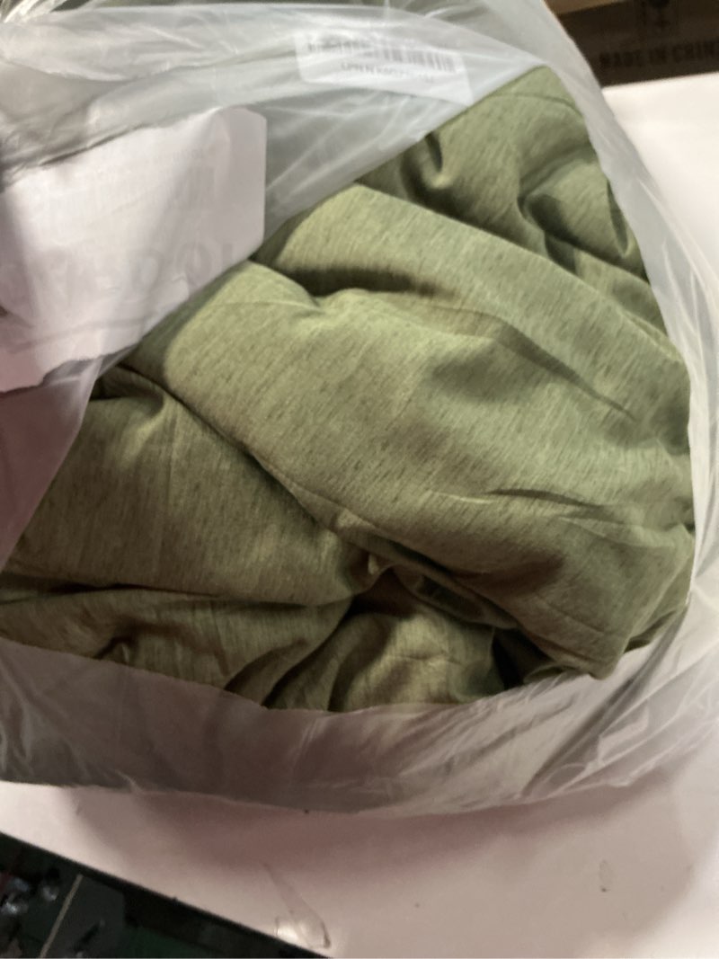 Condition photo showing As Is for Monbix Queen Comforter Set - 7 Pieces Cationic Dyeing Olive Green Bed in a Bag Queen Bedding Sets with Comforter, Sheets, Pillowcases & Shams, Reversible Bedding Comforters Sets Olive Green 7Piece-Queen(90”X90'')