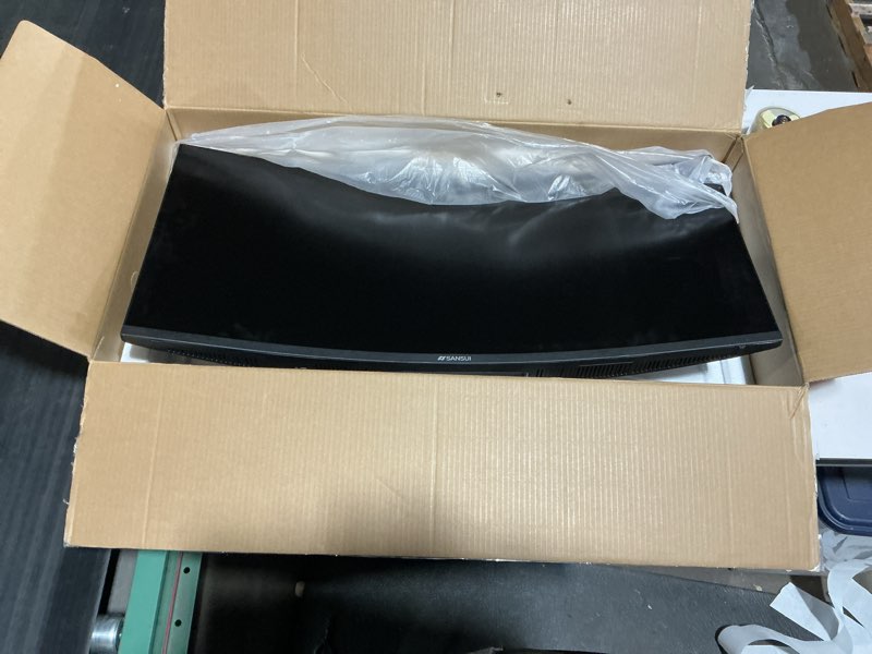 Condition photo showing As Is for sansui 34-inch curved gaming monitor uwqhd 3440 x 1440 up to 165hz curved 1500r - pip/pbp, 1ms(mprt), hdr, 300nits, srgb 125%, dci-p3 95%,freesync,hdmix2,dp1.4 x2 (dp cable included)