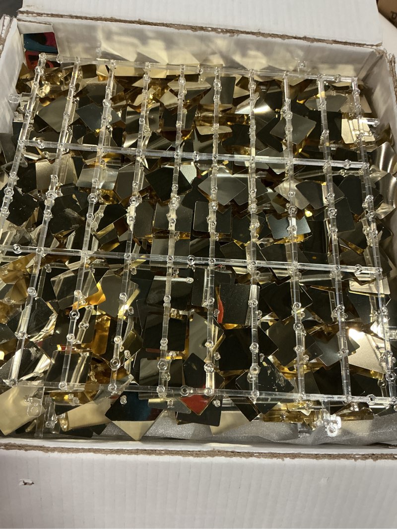 Condition photo showing As Is for COKAOBE Light Gold Shimmer Wall Backdrop, 36 Pcs Square Sequin Shimmer Backdrop Panel, Photo Backdrops for Birthday, Anniversary, Wedding, Graduation & Bachelorette Party Decoration 36PCS Light Gold