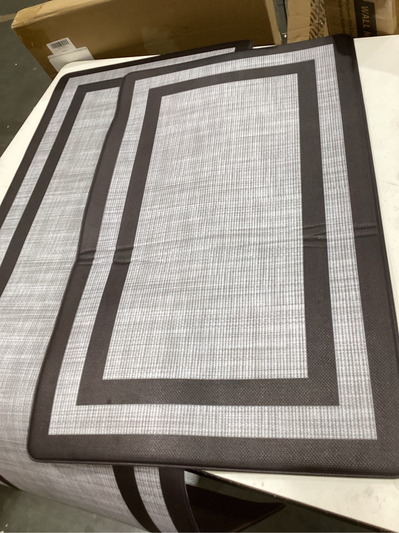 Condition photo showing Good Condition for mattitude kitchen mats set of 2,cushioned anti-fatigue non-skid rug sets ergonomic comfort standing mat for kitchen, floor, office, sink, laundry, gray and gray grey frame 17.3" x 47 "+ 17.3" x 29 "--0.40 inches