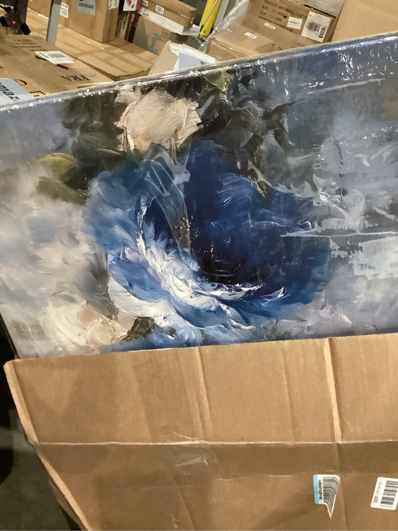 Condition photo showing Good Condition for juhaiart flower wall art for living room bedroom home office white wall decor floral wall picture blue prints peony artwork art 24" x 48" 48"l x 24"w blue