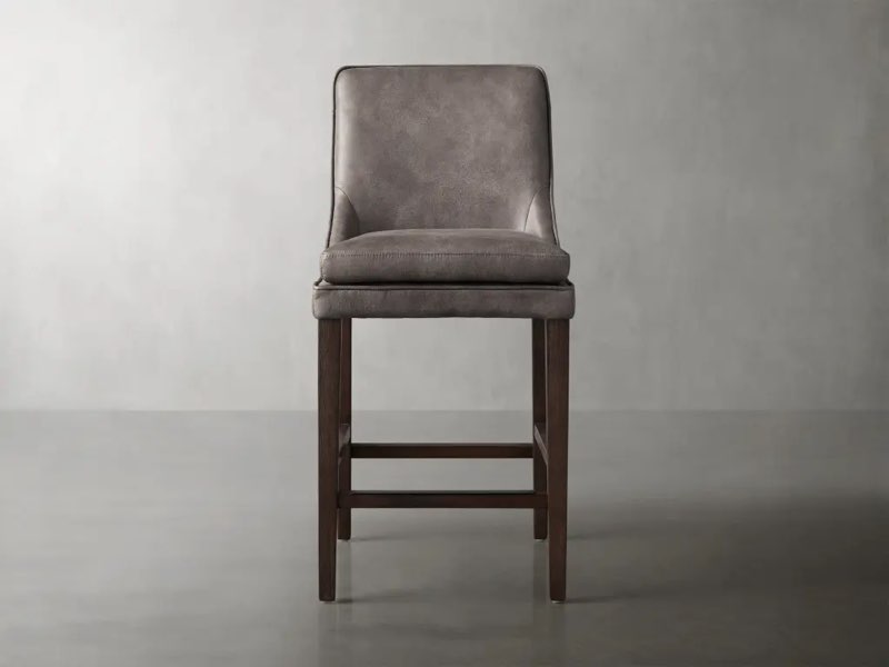 Lunden Faux Leather Counter Stool In Crest Mushroom