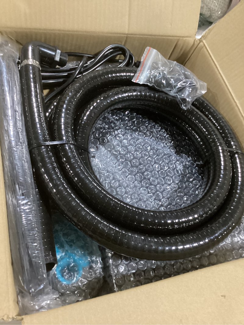 Condition photo showing New/Like New for POPOSOAP Pond Waterfall Spillway with LED Lights, 304 Stainless Steel Waterfall Kit with Filtration & 9.8FT Tubing, 660GPH Pond Pump Fountain Kit for Outdoor Garden, Patio, 13.4" H x 8"W-P432D 8INCH-with Solar Light
