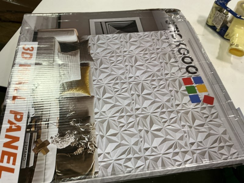 Condition photo showing New/Like New for STICKGOO Slat Wall Panel, 3D Wall Panels for Interior Wall Decor PVC Fluted Textured Panel 12-Tile 19.7 x 19.7in - Black