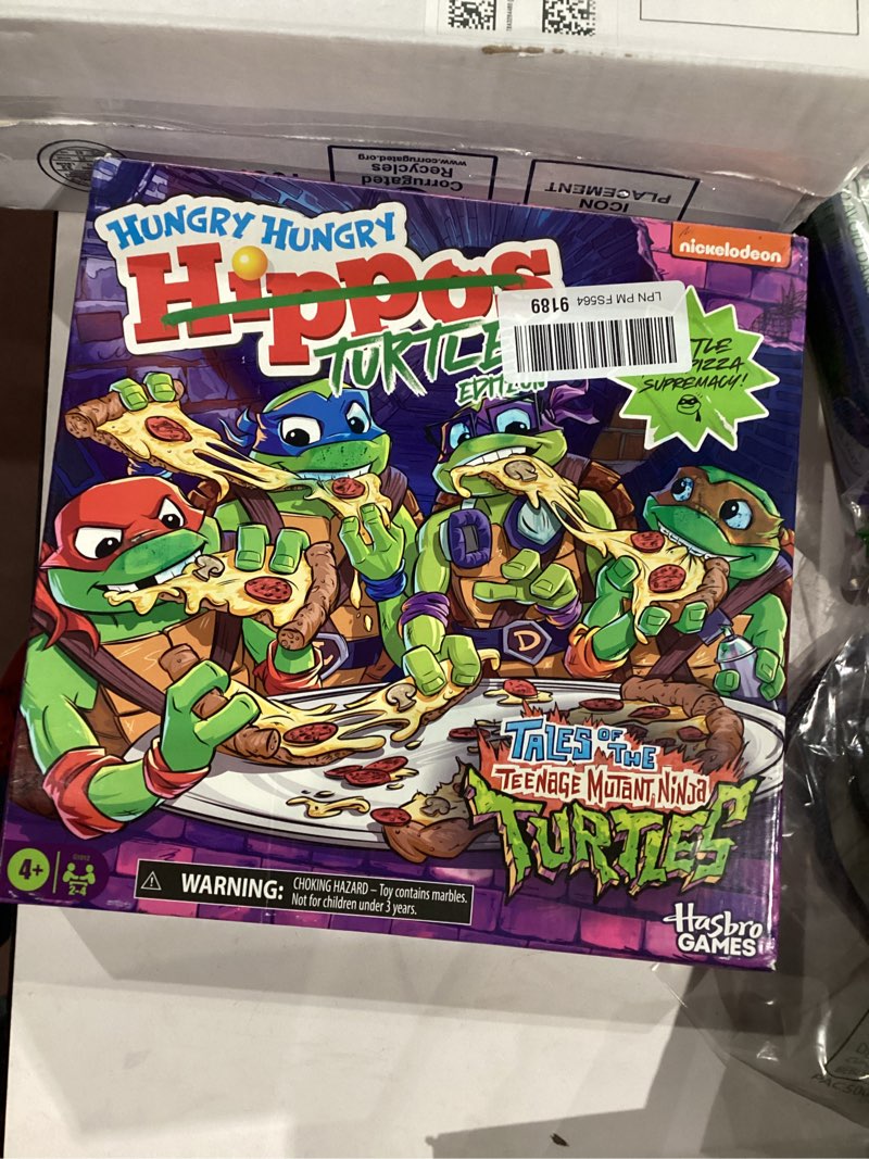 hungry hungry hippos: teenage mutant ninja turtles edition game | ages 4 and up | 2 to 4 players | kids board game 