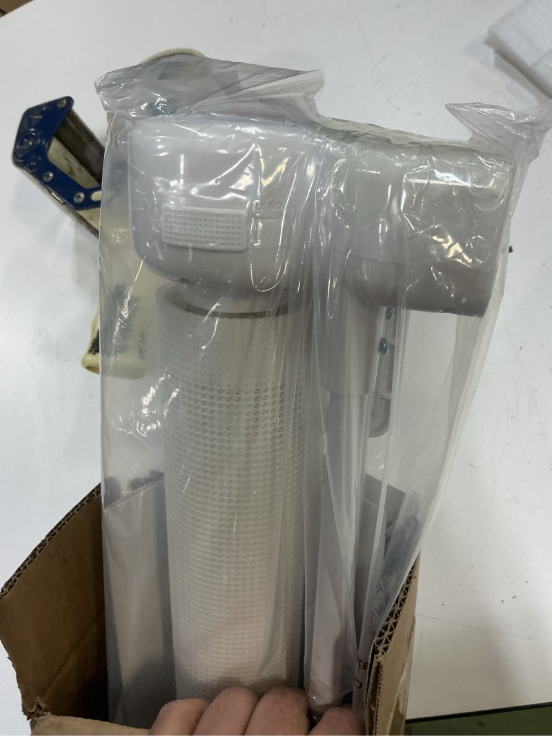 Condition photo showing New/Like New for Reinforced 48" Extra Tall Baby Gate with Support Rods, 4 Ft Tall Retractable Gate for Dogs 55" Wide Pet Gates for Doorways Mesh Cat Gate - Prevent Baby/Pet from Jumping Over, White White Reinforced 48" Tall x 55" Wide