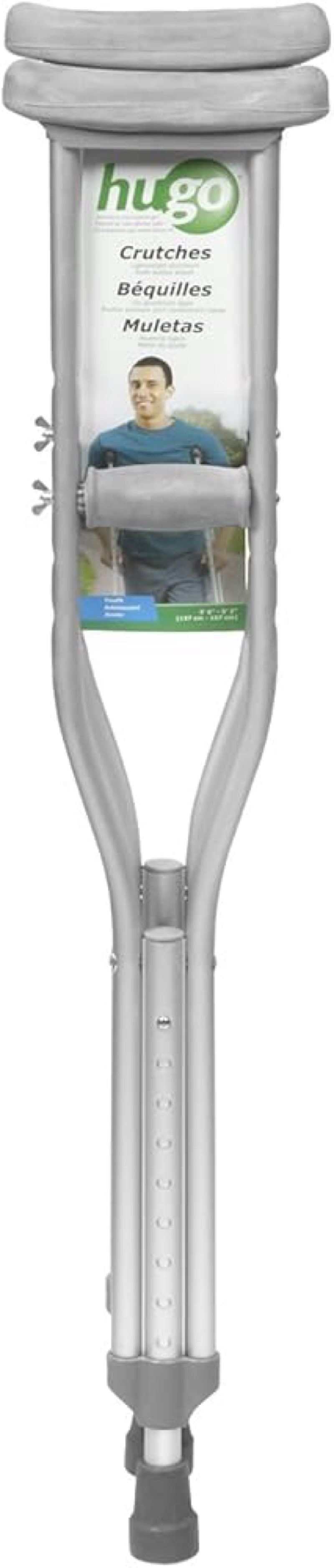 Hugo Mobility 721-790 Adjustable Aluminum Crutches for Walking, Youth Size Accomodates User Heights 