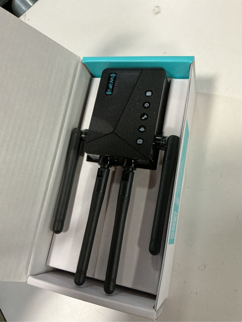 Condition photo showing Good Condition for Best WiFi Extender Signal Booster for Whole Home - 13K Sq.Ft Coverage | 100% Faster Internet Extender WiFi Booster, 1-Button Setup Repeater Works with Any Router | Stop Buffering in Every Room Black