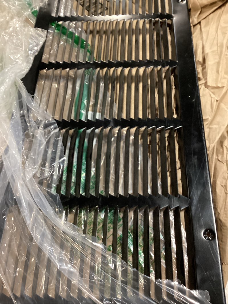 Condition photo showing New/Like New for hvac premium 24'' x 10'' [duct opening] flat stamped steel return air grille - sidewall and ceiling - hvac vent duct cover - black [outer dimensions: 25.75''w x 11.75''h] 24 x 10 black