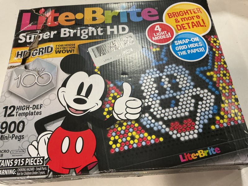 Condition photo showing New/Like New for lite brite super bright hd, disney edition - creative retro light-up screen – educational play for children, enhances creativity, gift for boys and girls ages 6+ super bright hd - disney edition