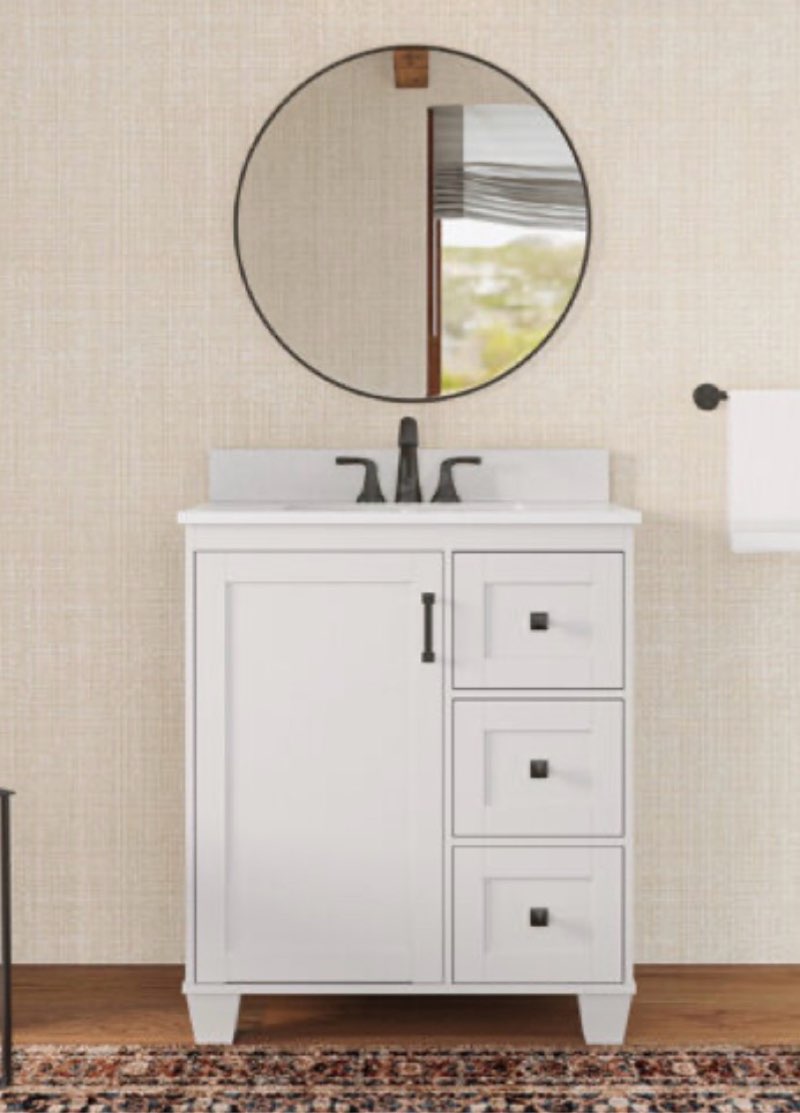 rigsby 30in white single sink bathroom vanity 