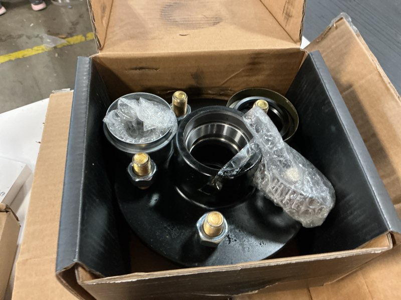 Condition photo showing As Is for 2 Sets 3500lb Trailer Axle Trailer Hub Kit 5 Bolt 4.5",5×4.5 Trailer Hub fit 1-1/16" to 1-3/8" Tapered Trailer Spindle,Trailer Hub Assembly,Boat Trailer Hubs 5 Lug (Not Fit for Straight Spindle) 3500 lbs Axle 5 on 4.5" Trailer Hub Kit