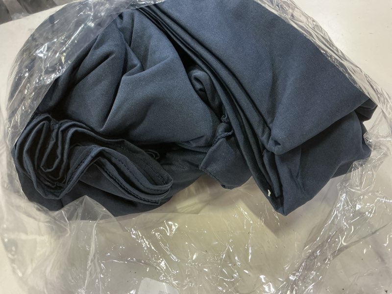 Condition photo showing Good Condition for 10x10ft wrinkle free navy blue backdrop curtain for parties soft fabric drapes wedding blue curtain backdrop for birthday party decorations background for photography 5x10ft, 2 panels