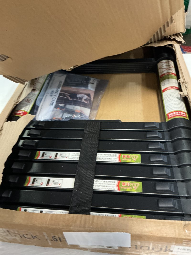 Condition photo showing Good Condition for Telescopic Ladder, 8.5FT RIKADE Aluminum Telescoping Ladder with Non-Slip Feet and Stable Hook, Portable Extension Ladder for Household and Outdoor Working, 330lb Capacity Black Black 8.5 FT