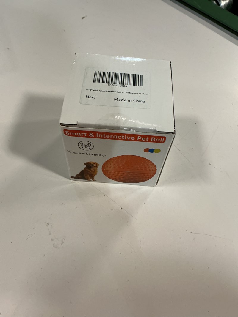 Condition photo showing New/Like New for SNOYWEN Chew Resistant Smart Interactive Dog Balls, Durable Food-Grade Rubber Material, Automatic Moving, Bouncing, Rotating Toy with Light for Medium, Large Dogs, IPX7 Waterproof (Yellow)