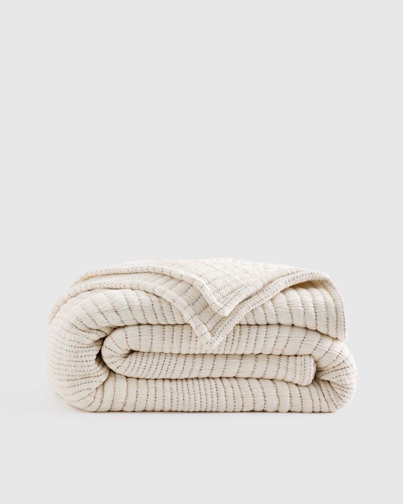 quince,organic cotton channel stitch quilt /twin/undyed