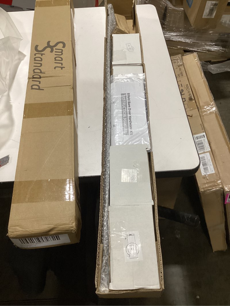 Condition photo showing Good Condition for SMARTSTANDARD 3ft/36 Bi-Folding Sliding Barn Door Hardware Kit, Bifold Barn Door Hardware Heavy Duty Sturdy Side Mounted for 2 Doors -Smoothly and Quietly - Easy to Install, Fit 32'' Door, No Doors 36'' for 2 Doors Matte Black