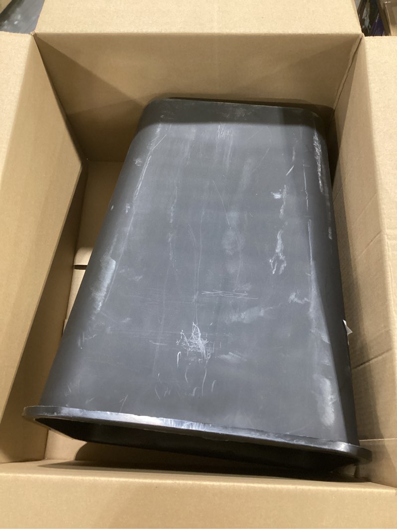 Condition photo showing As Is for Amazon Basics Rectangular Commercial Office Wastebasket, Easy to Clean, Space-Saving, 10 Gallon, Black Black 10 Gallon (Pack of 1)