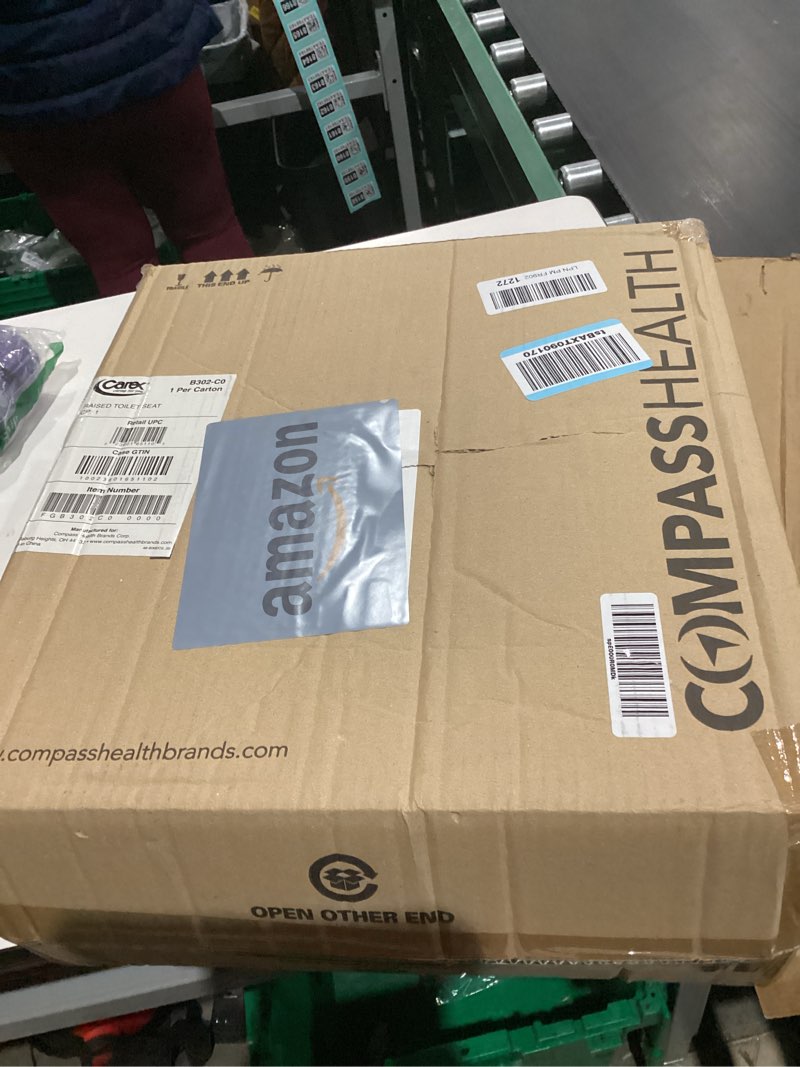 Condition photo showing As Is for Carex Toilet Seat Riser, Adds 5 Inches of Height, Elevated and Raised Toilet Seat with 300 lbs Capacity, Standard Riser for Elderly and Handicap, Universal, Slip-Resistant, White 5 Inch (Pack of 1) Toilet Seat Riser