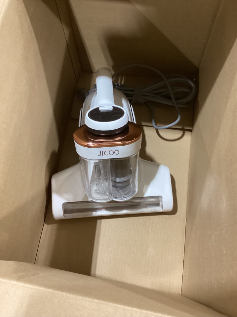 Condition photo showing As Is for JIGOO Bed Vacuum Cleaner with Dust Sensor, Mattress Vacuum Cleaner with UV & Ultrasonic and High Heating, 13Kpa Suction 500W Powerful Double-Cup Handheld Vacuums (J300, Corded) White