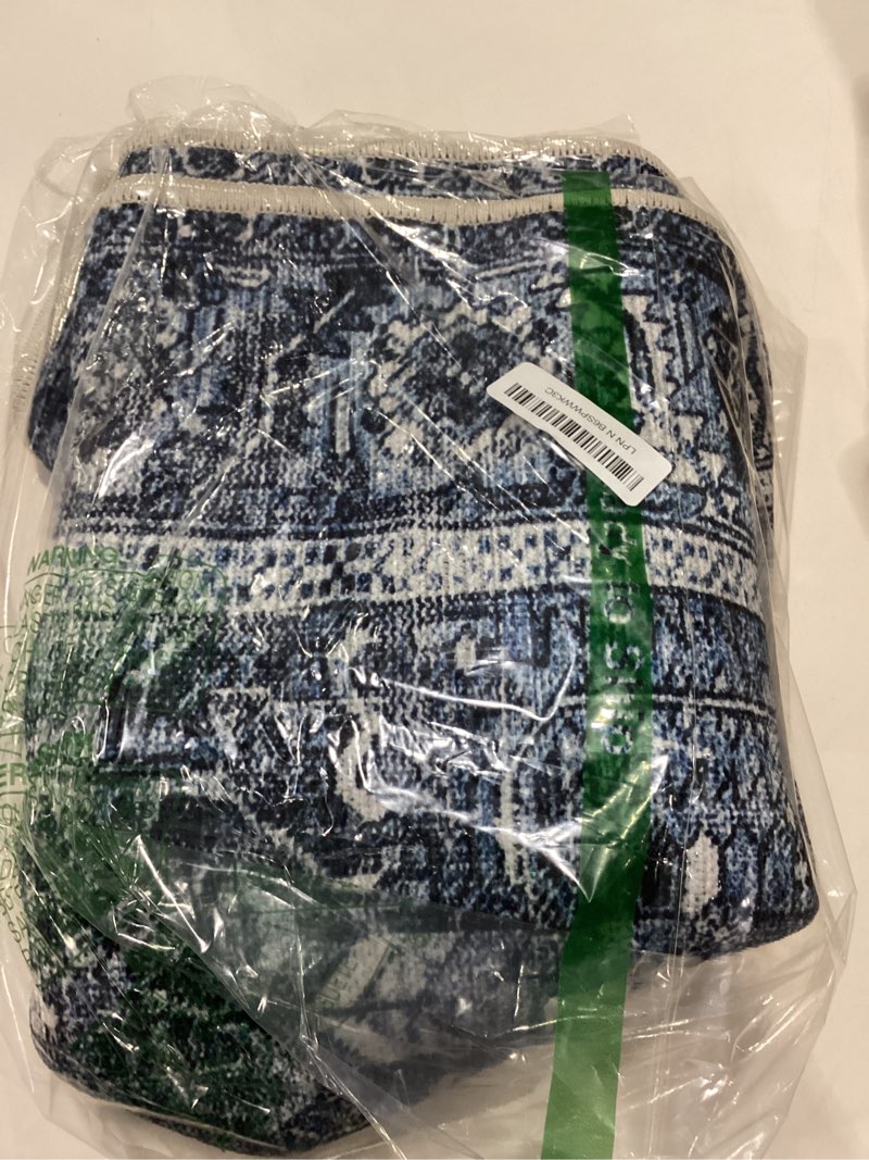 Condition photo showing Good Condition for tangsoo 3x4 washable rugs for entryway non slip,boho distressed vintage blue floral throw rugs entry rug for bedroom, soft low pile floor carpet indoor mat for entrance bedside kitchen nursery office distressed blue black 3' x 4' (rectangular)