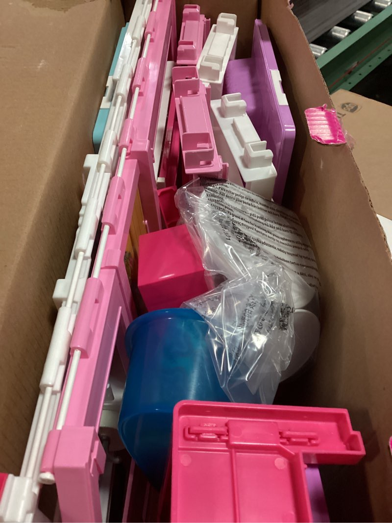 Condition photo showing As Is for Barbie 3-Story Townhouse Dollhouse with Elevator, Swing Chair, Furniture and Accessories, Fold for Portability and Travel (Amazon Exclusive)