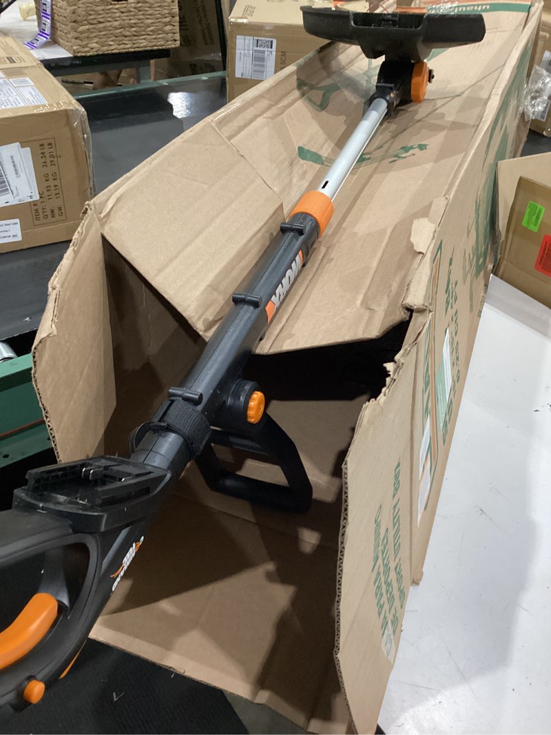 Condition photo showing As Is for worx power share 20-volt max 12.0-in telescopic shaft battery string trimmer edger conversion