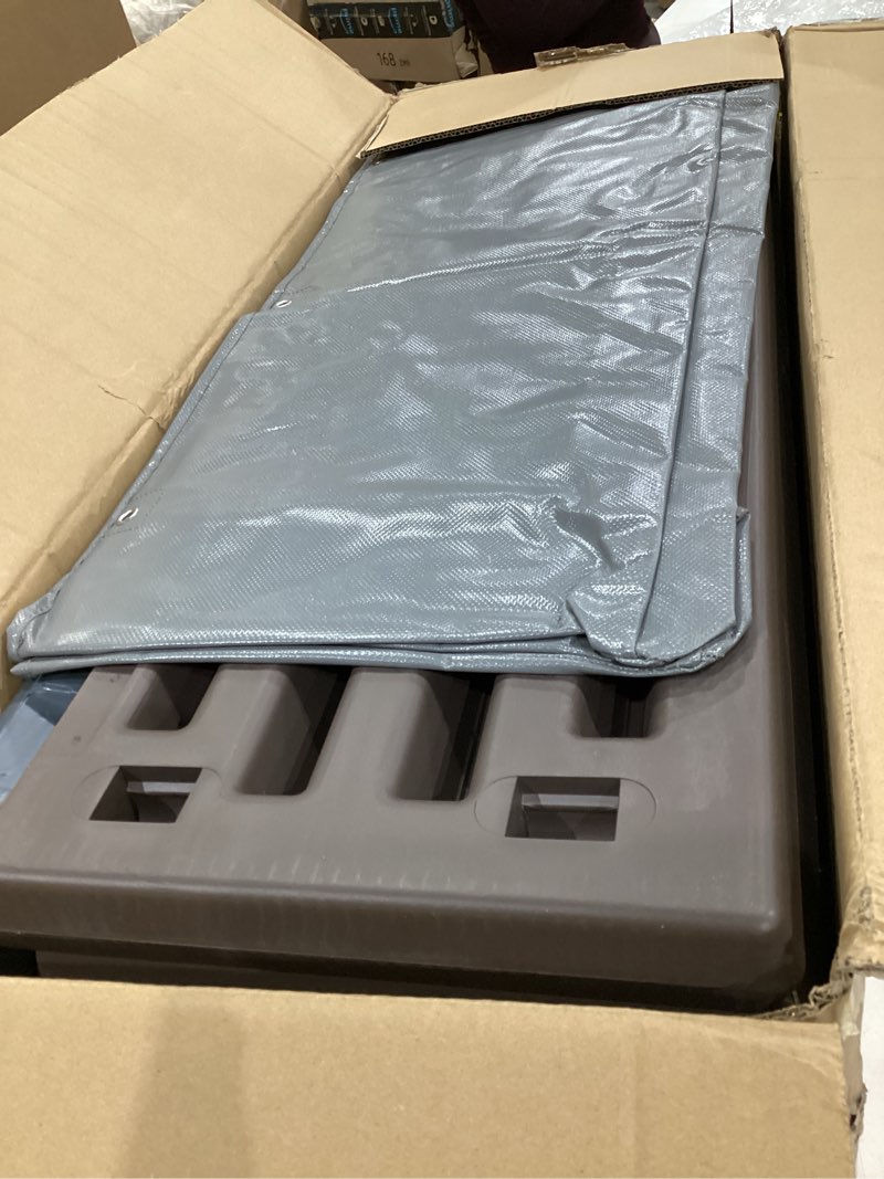Condition photo showing Good Condition for hot tub steps, outdoor spa steps with storage, non-slip & sturdy hot tub stairs, 36 inches long coffee&gray