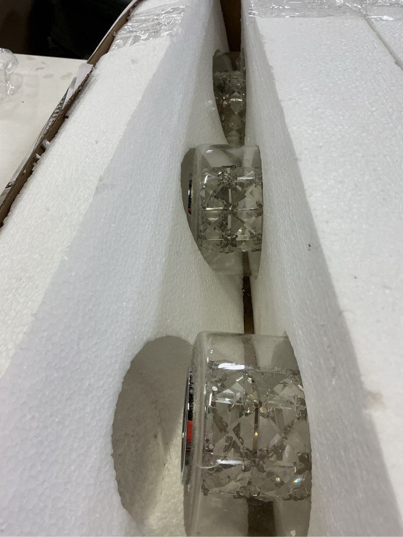 Condition photo showing As Is for allen + roth quinn 25.98-in 4-light polished chrome led modern/contemporary vanity light bar