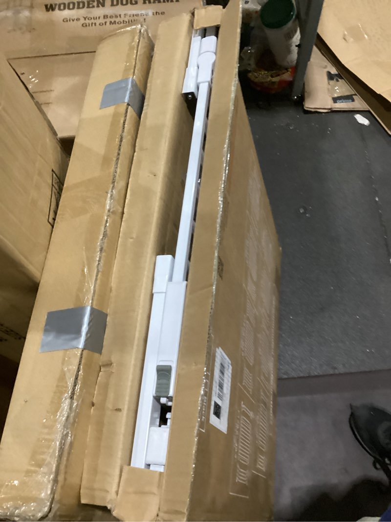Condition photo showing Good Condition for mom's choice-grownsy baby gate for stairs, 29.5"-48.4" pressure mounted baby gate for top of stair&doorway with v-shaped rods, anti-trip pedal, extra wide stairs dog gate easy install w/red reminder white 29"-48"*30"