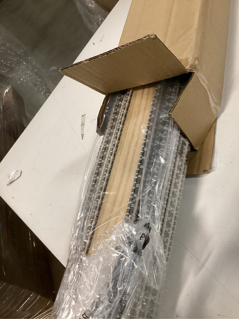 Condition photo showing Good Condition for lazblinds cordless bamboo roman shades for windows, light filtering natural bamboo blinds, easy lift cordless design for living room & bedroom, fits interior windows 30.5" w x 48" h, greystone greystone 30.5" w x 48" h