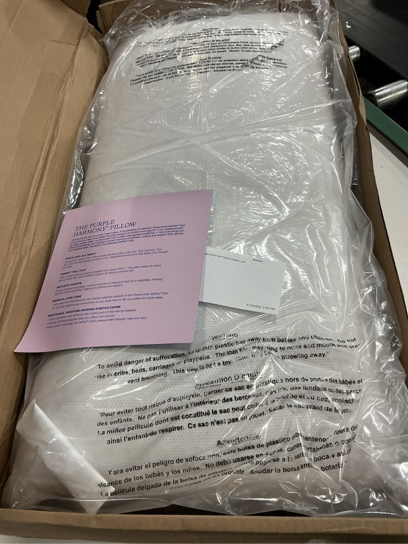 Condition photo showing Good Condition for purple harmony pillow – talalay latex foam cooling pillow for combo or side sleepers, 360º hex gelflex grid for no-pressure support and luxurious weightless feel - king, medium feel, med height king - medium