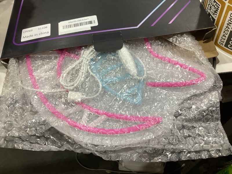 Condition photo showing Good Condition for cat neon sign for wall decor dimmable cartoon neon light for man cave fairy tale led sign light up for living room goth boutique fantasy fan gift size 13.7 * 10.3in(p069) rose red+lemon yellow+ice blue-p069