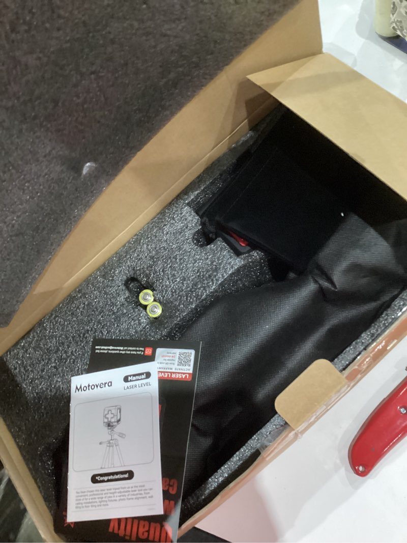 Condition photo showing Good Condition for laser level with tripod, 100 feet green cross line self rotary leveling laser level, 4 brightness adjustment, manual self leveling and pulse mode,ip54 waterproof battery carrying bag included 2line-tripod