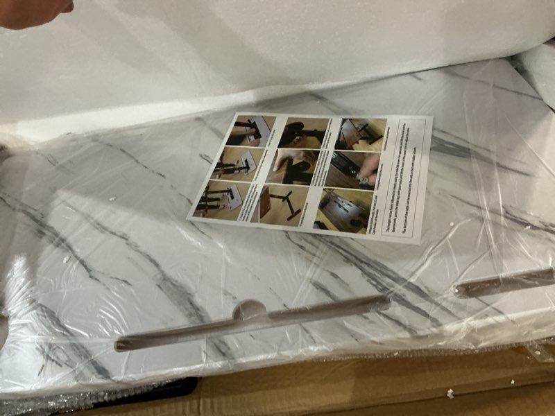 Condition photo showing Good Condition for begyoku overbed table,hospital bed table,pneumatic bed tables adjustable over the bed with hidden wheels&usb port,mobile laptop table cart and rolling bedside table with tray hospital home use-white white-32" l x 16" w