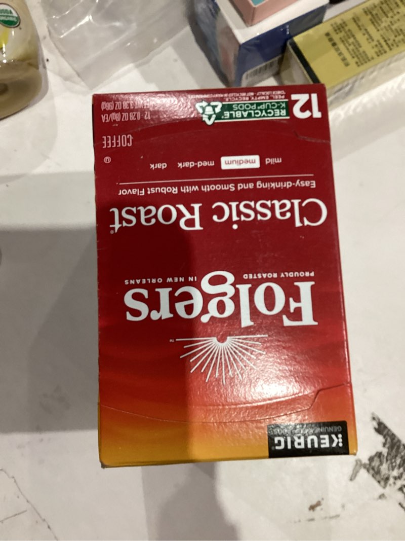 Condition photo showing New/Like New for Folgers Classic Roast Medium Roast Coffee,  K-cup 12 count 