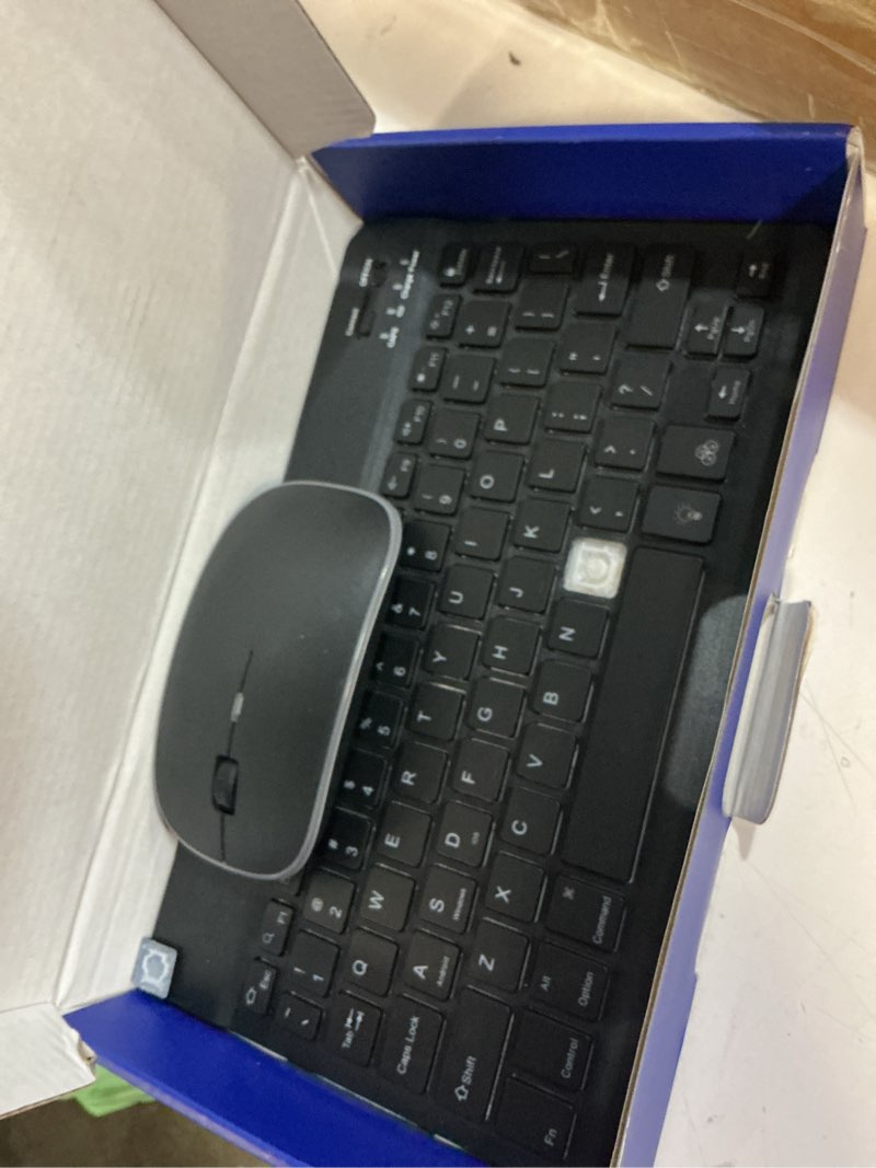 Condition photo showing As Is for tecurs bluetooth keyboard and mouse combo for ipad - rechargeable wireless keyboard & mouse with 7-color backlit compatible with ipad 10th/9th/8th gen, ipad pro/air/mini, iphone15/14/13 pro, black