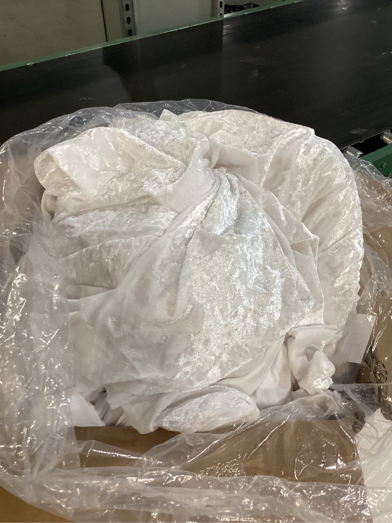 Condition photo showing As Is for nssonben 6 pack white velvet round tablecloth 60 inch, thick shiny velour stretch fitted 5ft round tablecloths 120 inch, wrinkle free spandex table covers with skirt for wedding party dining banquet white 60" round - 6 pack