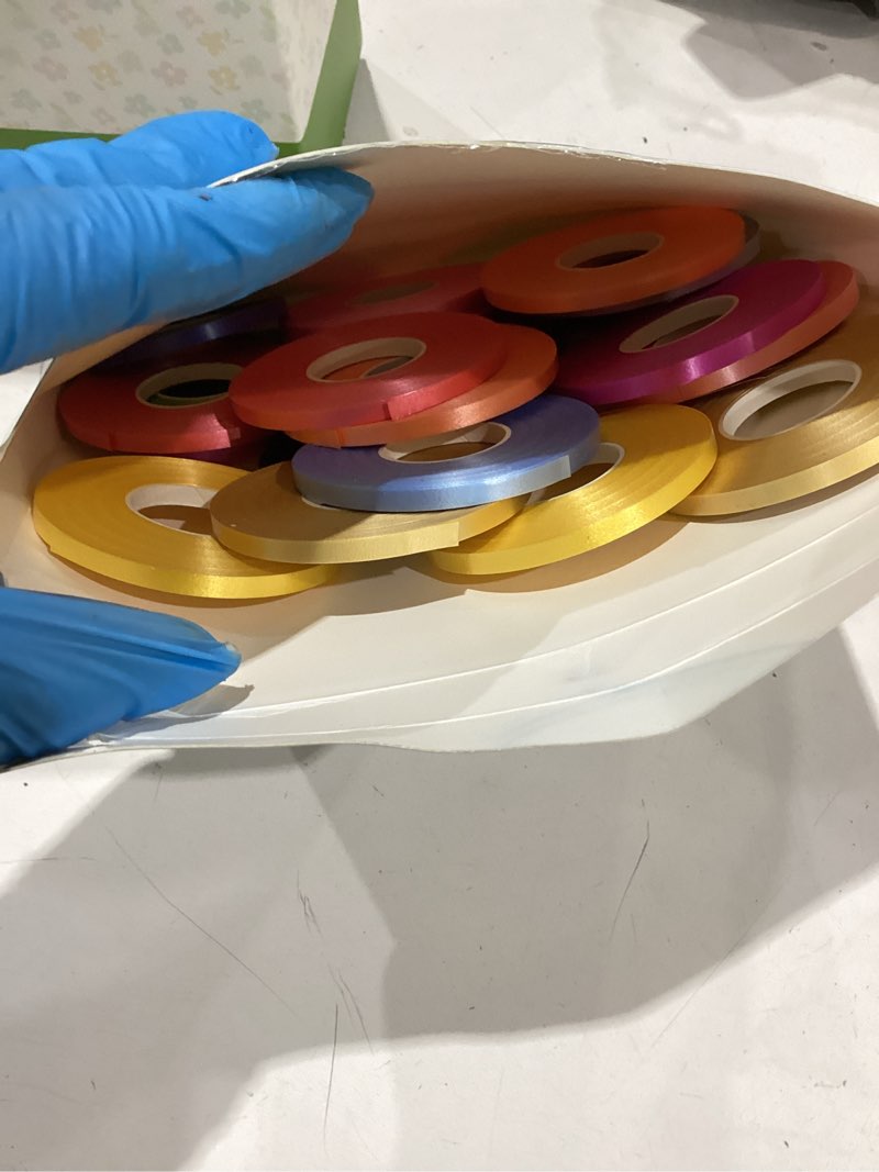 Condition photo showing Good Condition for vivinin 27 roll curling ribbon, 3/16 inch x 32.8 yard balloon string, 15 colors ribbons for crafts, balloon string ribbon for party, festival, florist flower