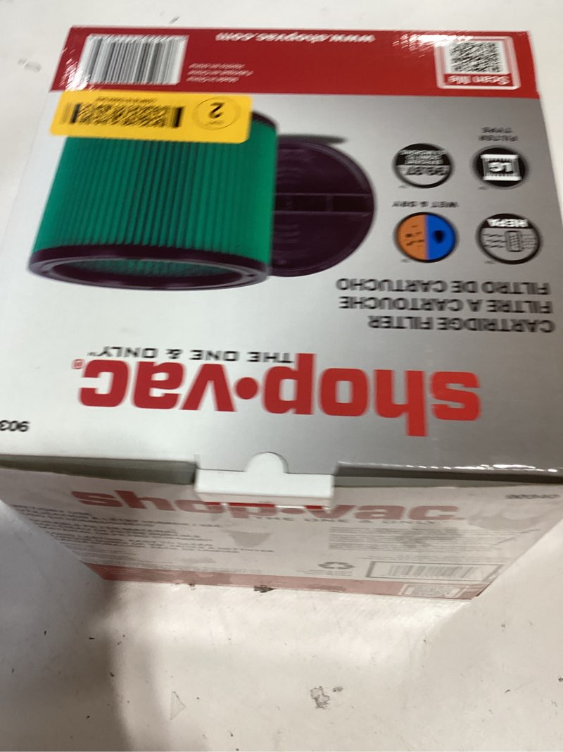 Condition photo showing New/Like New for shop-vac reusable large wet/dry hepa shop vacuum cartridge filter
