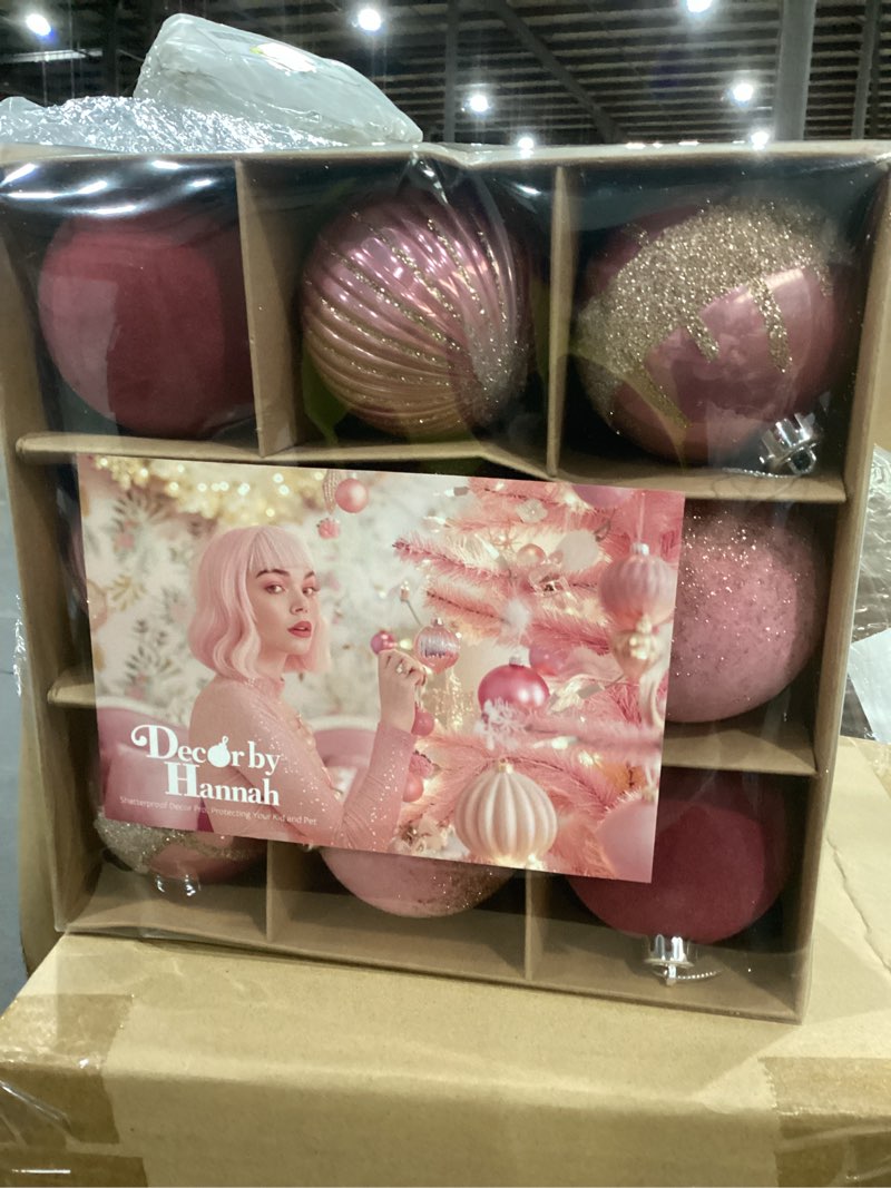 Kaimani 9ct 80mm Large Shatterproof Scandinavian Christmas Ornaments Color: Pink