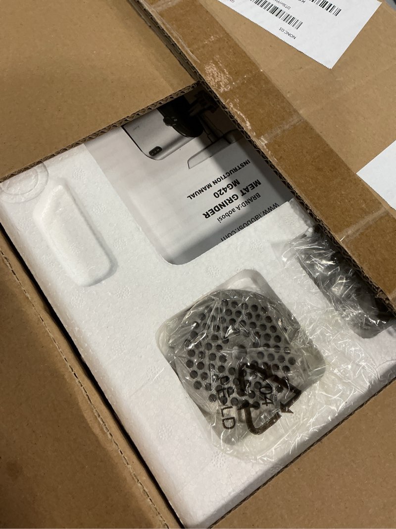 Condition photo showing New/Like New for aaobosi heavy duty stainless steel meat grinder | 3000w max | 3 plates | 3 sausage stuffers | stainless steel blade | kubbe maker | one-button control