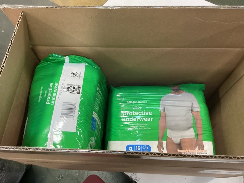 Condition photo showing New/Like New for Amazon Basics Incontinence Underwear for Men, Maximum Absorbency, X-Large, 48 Count (3 Packs of 16) X-Large 48