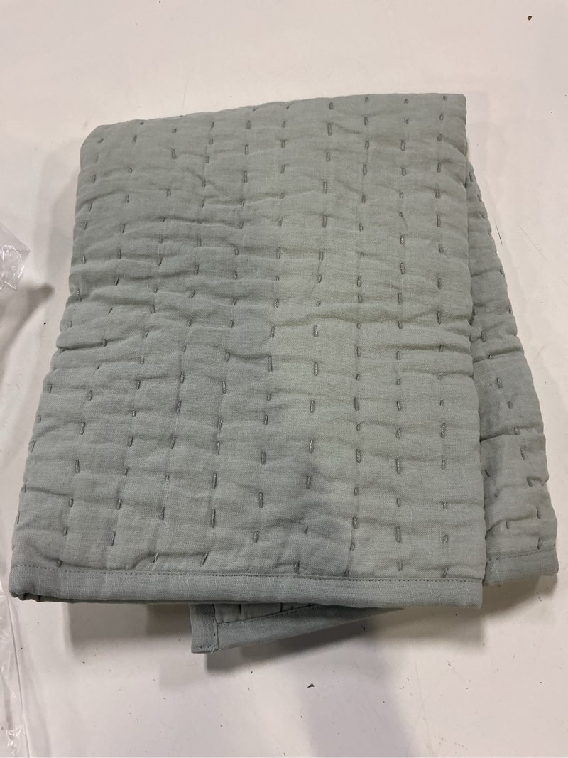 Condition photo showing Good Condition for quince european linen cotton stitch quilted euro sham, euro, mist