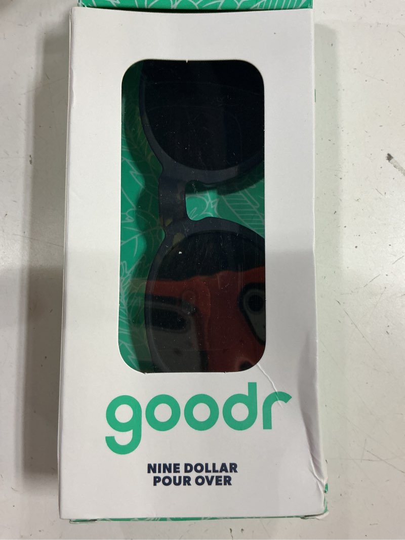 Condition photo showing Good Condition for goodr nine dollar pour over polarized round sunglasses, small sized (circle g), brown translucent frames with brown non-reflective glare reducing lens, uv400 protection, no slip, no bounce