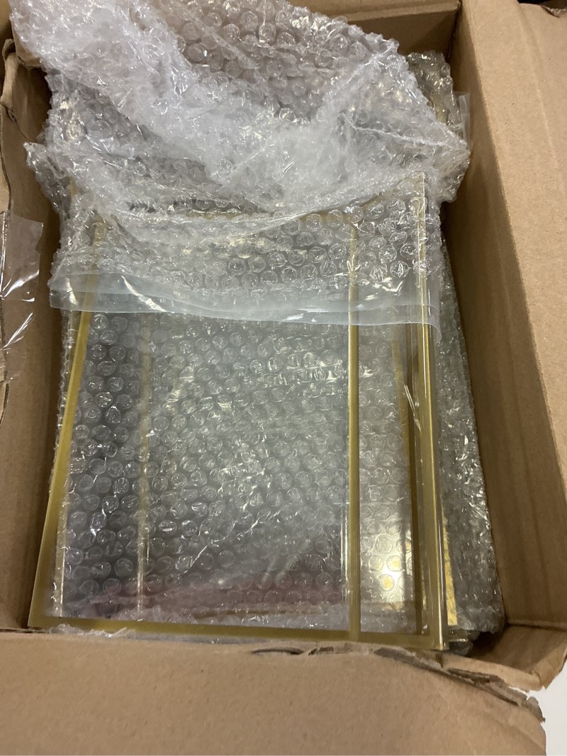 Condition photo showing Good Condition for 24 pack gold picture frames 4 x 6 inch clear acrylic sign holders double sided display frames bulk with stand 2 mm gold border for table numbers wedding party (horizontal, vertical) 4 x 6 inch/6 x 4 inch 24
